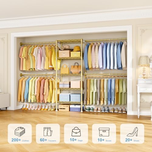 Ulif M2 Wall Mounted Closet System, Gold Clothes Rack Mount onto the Wall - Image 4