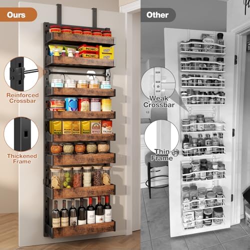 8-Tier Over The Door Pantry Organizer, Heavy-Duty Metal Wall Mount or Hanging Spice Rack, behind the door storage Shelves with Adjustable Basket, Back of Door Organizer for Kitchen Cabinet and Closet - Image 3