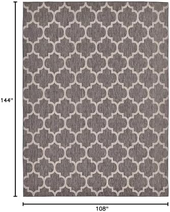 Unique Loom Outdoor Trellis Collection Area Rug (9' x 12' Rectangle, Black/Ivory) - Image 3