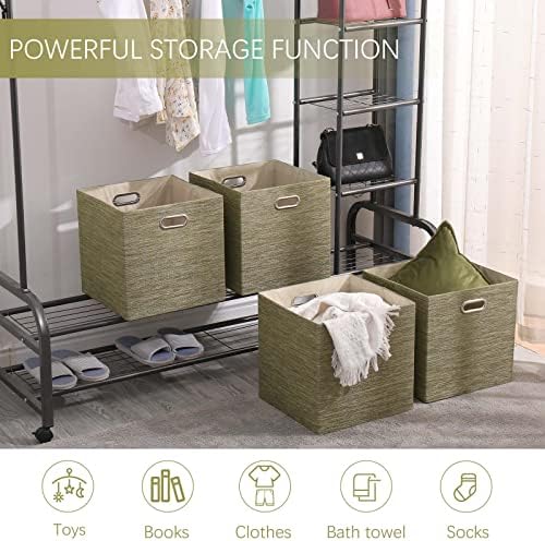13x13x13 Inch Foldable Cube Storage Bins with Metal Handles, 4 Pack - Image 3