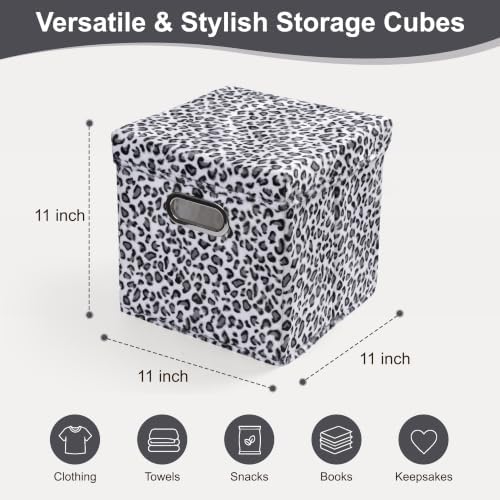 ANMINY Leopard Cheetah Print Storage Cubes Bins with Lids, 11Inch 4PCS - Image 6