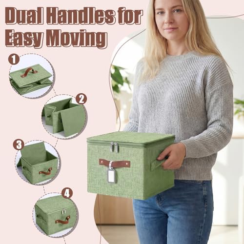 6 Pack Fabric Closet Storage Bins with Lids, 10×8×7 in, Green - Image 4