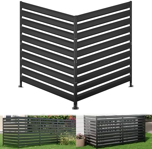 42" H x 38" W (2 Panels) Air Conditioner Fence Panels, Outdoor Freestanding Privacy Screens, Pool Equipment Enclosure, No Dig Trash Can Screens Fence Kit for Outside Backyard Patio Black by TaskStorz