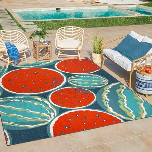Gertmenian Premium Indoor/Outdoor Loop Area Rug - 5x7 Standard, Durable, Easy-Cleaning & Non-Shedding, Ideal for High Traffic Areas in Deck Patio or Mudroom - Watermelons, Red, 19494 - Image 2