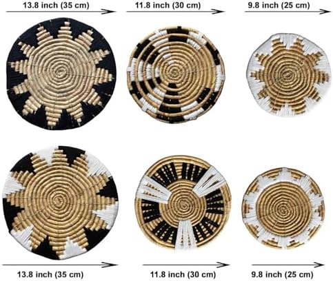 Laquedecraft Plates Wall Decor Set of 6, Handwoven Wicker (Art Deco) - Image 3