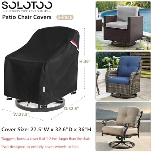 Patio Chair Covers Waterproof 2 Pack, 27.5" W x 32.6" D x 36" H - Image 3
