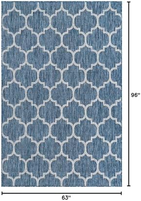 Unique Loom Outdoor Trellis Collection Area Rug (5' 3" x 8' Rectangle, Navy Blue/ Ivory) - Image 2