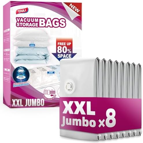 TAILI 8 Pack Vacuum Storage Bags, XXL Jumbo (47x39 Inch), Cream by TAILI