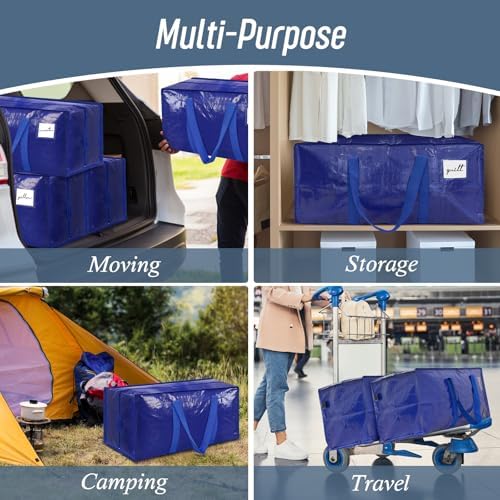 12 Pack Extra Heavy Duty Large Moving Bags with Strong Zipper, Blue - Image 7