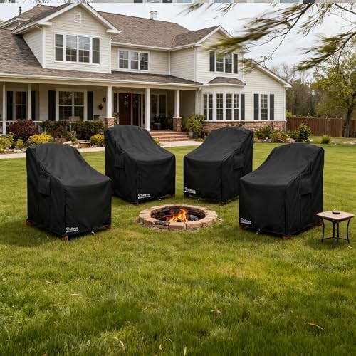 Patio Chair Cover 35W x 37D x 36H inches,Waterproof Heavy Duty Outdoor Furniture Covers for Patio Adirondack Chair 4 Pack（Black） - Image 7