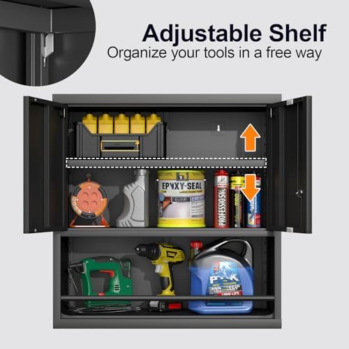 GREATMEET Locking Metal Garage Wall Cabinet with Doors and Shelf - Image 5