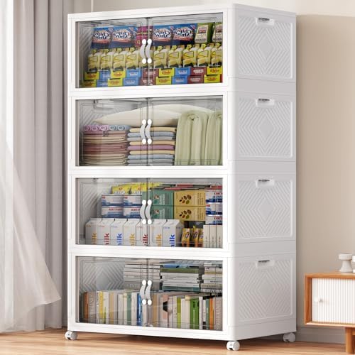 BROVIEW 640QT Large Stackable Storage Bins with Clear Doors, V20 4Pack by BROVIEW-EnjoytheArtofLife