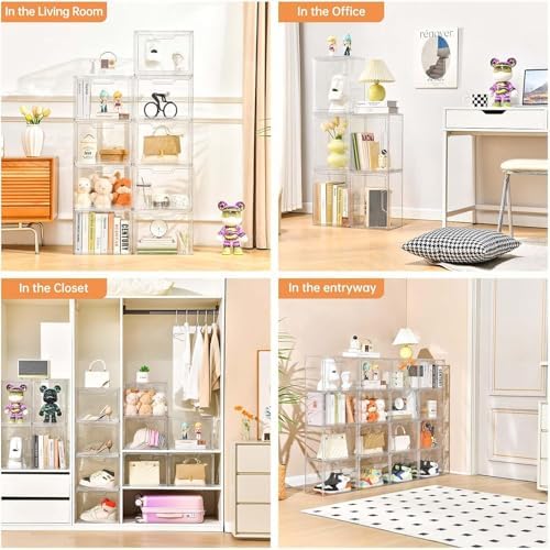 Purse Organizer for Closet,Clear Acrylic Display Case for Handbag Organizer, Purse Storage Box with Magnetic Door, Plastic Storage Bins for Book, Collectibles, Cosmetic (5 Pack) - Image 5