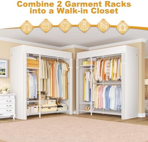 ULIFHOME F7C Clothes Rack with Cover, Covered Clothing Rack Heavy Duty - Image 3