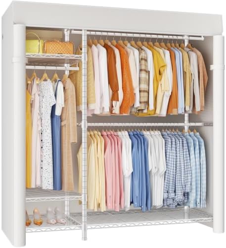 ULIFHOME F7C Clothes Rack with Cover, Covered Clothing Rack Heavy Duty by UlifHome