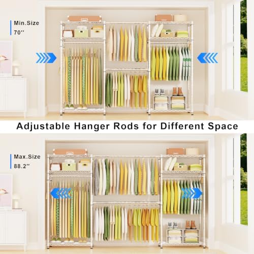 Ulif E1 Heavy Duty Closet Garment Rack, 6 Tiers Adjustable Clothing Storage - Image 3