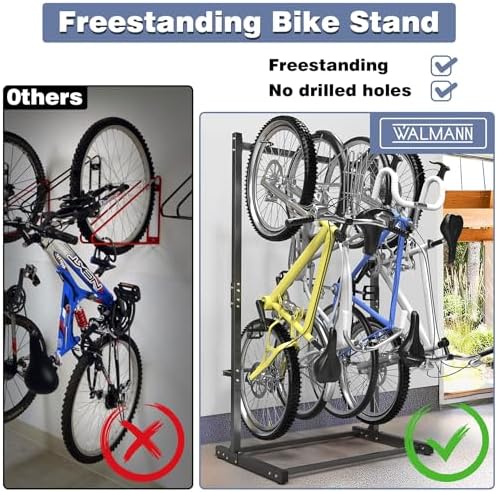 WALMANN Freestanding Bike Stand for 4 Bikes Garage, Vertical Bike Storage - Image 5