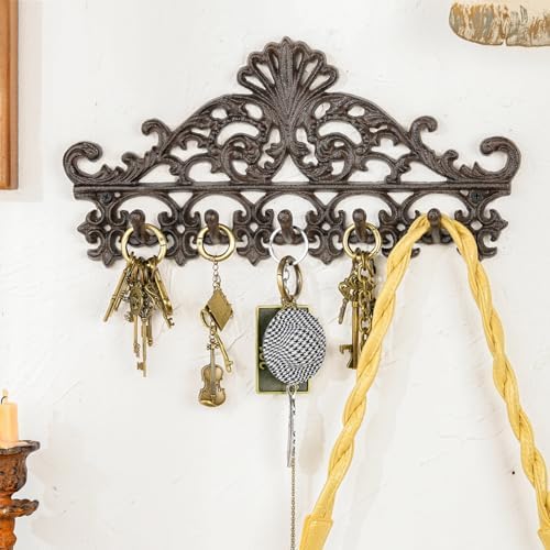 Sungmor Vintage Cast Iron Chrysanthemum Coat Hook with 5 Hooks - Image 2