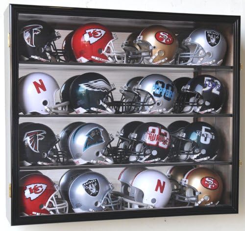 sfDisplay.com,LLC. 16 Riddell Mini Helmet Display Case Cabinet Wall Rack w/UV Protection & Mirror Back - Image 5