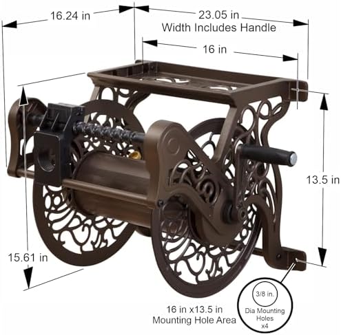 Liberty Garden 707-P Decorative Wall Mount Hose Reel with Plastic Guide, Bronze - Image 6