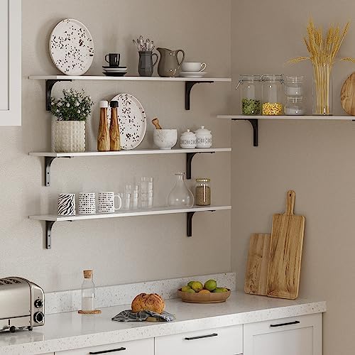 DINZI LVJ Long Wall Shelves, 47.3Inch Wooden Wall Mounted Shelves, Set of 2 - Image 7