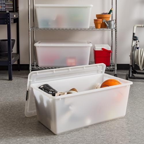 IRIS USA 4-Pack 91 Qt Stackable Storage Bins with Lids, Pearl - Image 5