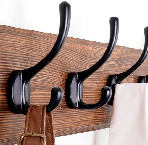 SKOLOO Rustic Coat Rack Wall Mount, 5 Hooks, 17 Inch, Solid Wood, Brown - Image 4
