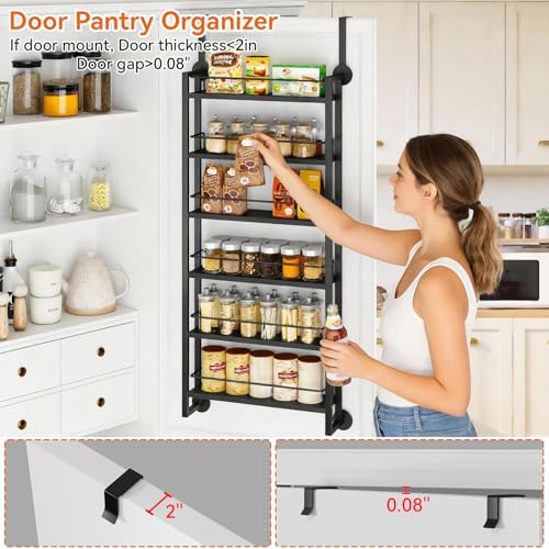 IBUYKE Over the Door Spice Organizer,Door or Wall Mount,Black TLJ028B - Image 2