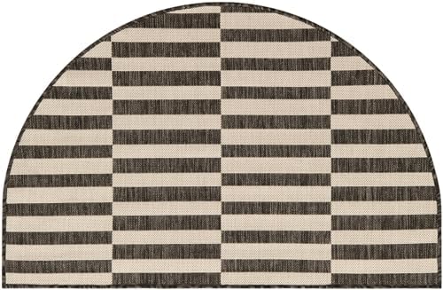 Unique Loom Outdoor Striped Collection Area Rug - Striped (2' 7" x 4' 1" Hearth Charcoal/Ivory) - Image 3