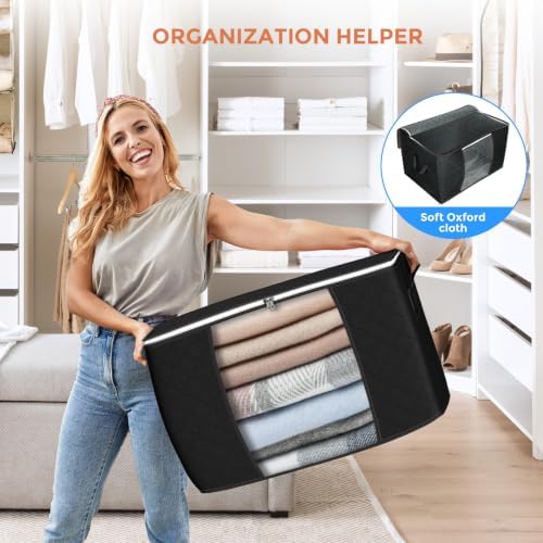 90L Large Storage Bags, 10 Pack Clothes Storage Bins Closet Organizers - Image 6