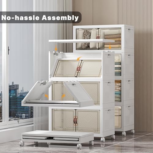 UAMFURI Stackable Storage Bins, 896QT Collapsible Drawers with 2 Lids - Image 2