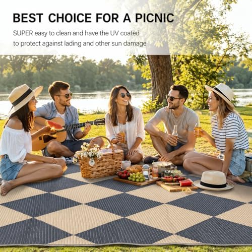 fifame 9x12 Outdoor Rug, Plastic Woven Patio Mat, Waterproof RV Camping Rug - Image 6