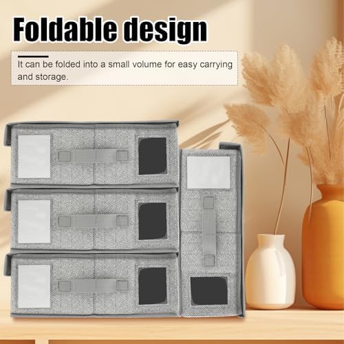 8 Pack Bed Sheet Organizers Set,King/Queen Size Sheet Storage Organizer with Window and Label, Foldable & Dustproof Bed Sheet Organizer for Linen Closet for Bedsheets Summer Blankets & Sheet - Image 4