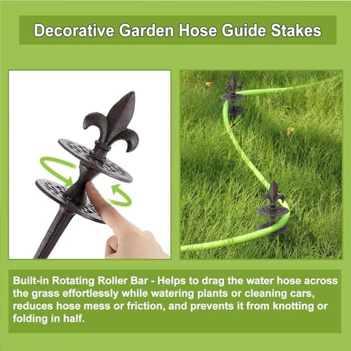 OwnMy 4PCS Cast Iron Garden Hose Guide Stakes Heavy Duty Hose Guide Spikes - Image 4