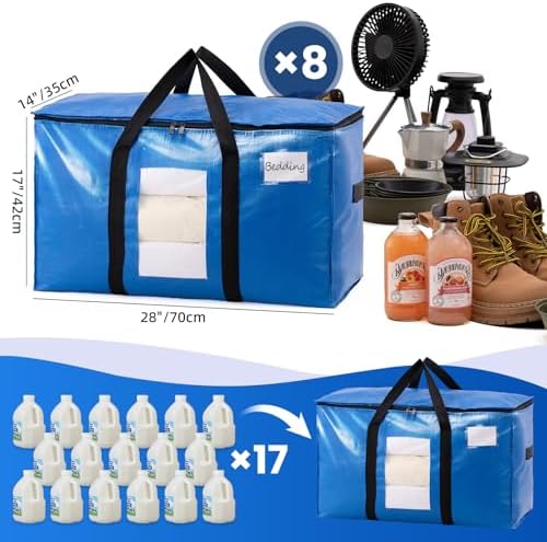 TAILI 8 Pack Blue Extra Large Moving Bags,Storage Bags with Visible Window - Image 6