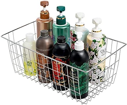 Slideep Wire Baskets Farmhouse Freezer Organizer Storage Bin Basket with Handles, Food Storage for Kitchen Cabinets, Pantry, Closet, Bedroom, Bathroom, Office 3 Pack - Image 4