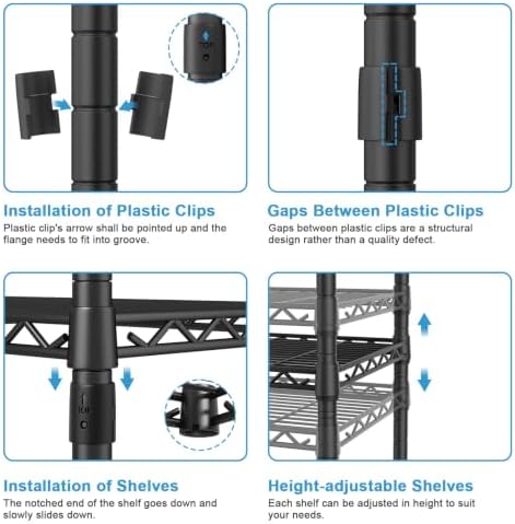 Ulif E4 Plus Heavy Duty Clothes Rack, Black Metal Closet Storage System - Image 7