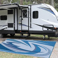 EEZ RV Products 9'x12'Blue Heavy Duty Reversible/Durable Outdoor Patio/RVing Mats(9ft x12ft Blue) Come with Large Storage Bag & 6 Sets of Stakes and Washer by EEZRVProducts