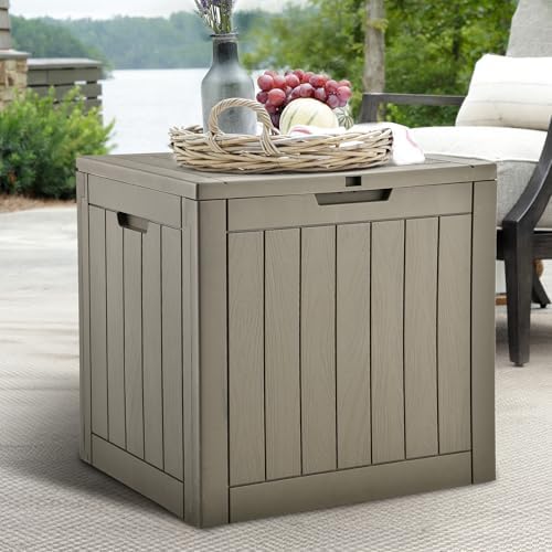 DWVO 30 Gallon Outdoor Storage Box, Weatherproof Lockable Resin Deck Box for Patio Furniture, Pool Accessories, Garden Tools, and Supplies - Brown - Image 3