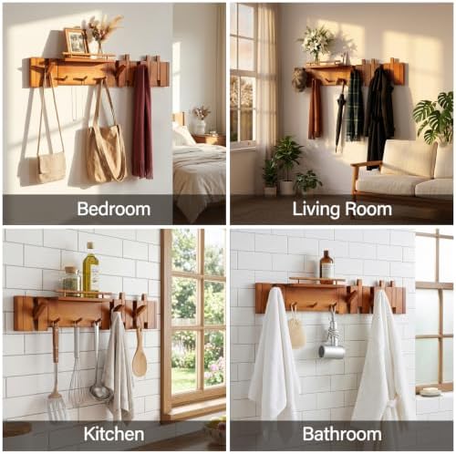 ARCWEISSO Coat Rack Wall Mount, Coat Rack Wall Hooks with Dividers for Home - Image 5
