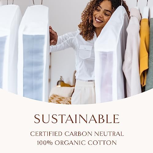 Hayden Hill Luxury Organic Cotton Long Hanging Garment Bag and 15" Sweater Bag - Fits Full Length Dresses + 4 Fine Knit Sweaters - Moth Proof Clothes Storage - Certified Carbon Neutral - Image 6