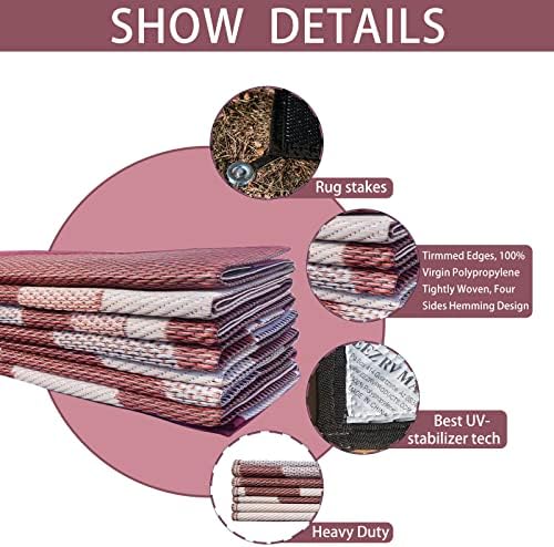 EEZ RV Products 9X12FT Durable RV Outdoor Rugs for Camping RV Mat Modern Wave Design - 9×12 Burgundy - Image 3