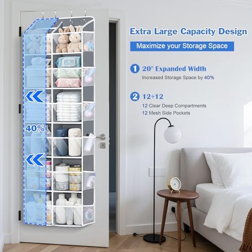 Univivi Over the Door Organizer, 6 Tiers Large Behind Door Storage, Grey - Image 3