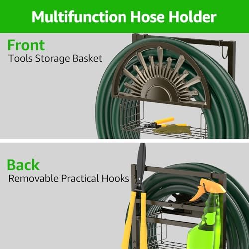 Garden Hose Holder with Faucet Holds 150-Feet Hose for Outside 4 Spikes - Image 2