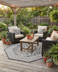 Rugs.com - Outdoor Aztec Rug – 5 Ft Octagon Charcoal Gray Washable Indoor/Outdoor Rug – Flatweave Geometric Design for Patios, Decks, and Porches by Rugscom