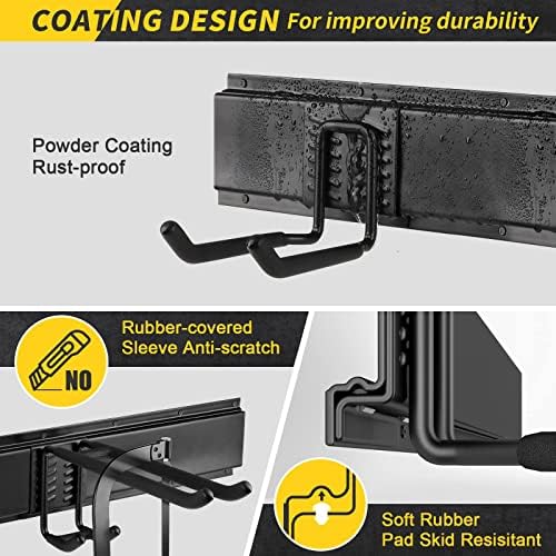 UUP 48" Garage Tool Organizer Wall Mount, 440lbs Garden Garage Storage Garage Organization with Adjustable Heavy Duty Hanging Hooks, Yard Rack Hanger System Shovel Rake Broom Ladder Holder, Men Gift - Image 4