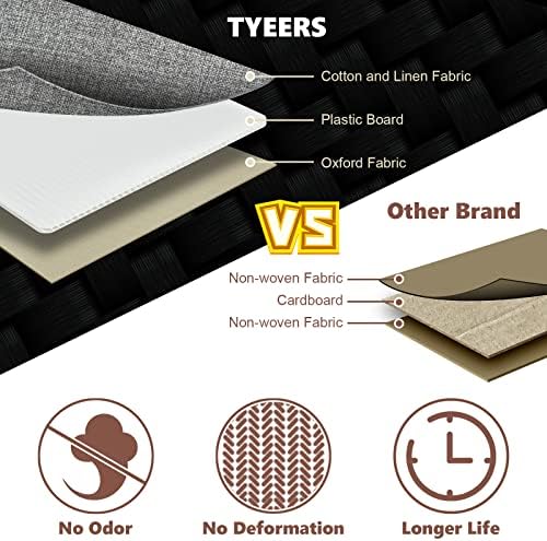 TYEERS Extra Large Collapsible Storage Bins with Lids and Compartments, Organizing Bins for Closet Storage, Clothes Storage, Cube Organizer for Home Office Storage - 2 Pack - Gray - Image 4