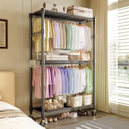 Rolling Wardrobe Rack 727LBS Heavy Duty Clothes Organizer Shelves - Image 2