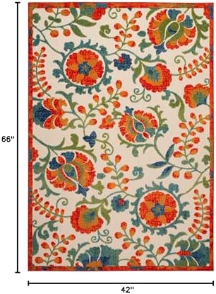 Nourison Home Aloha Red Multicolor 3'6" x 5'6" Area Rug - Easy Clean, Non Shedding, Bed Room, Living Room, Dining Room, Kitchen (4' x 6') - Image 2