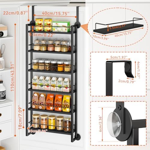 IBUYKE Over the Door Spice Organizer,Door or Wall Mount,Black TLJ028B - Image 5